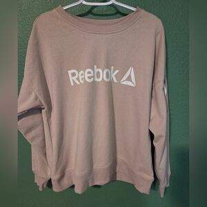 Reebok Logo Crewneck Sweatshirt Womens Large Beige Athleisure Pullover